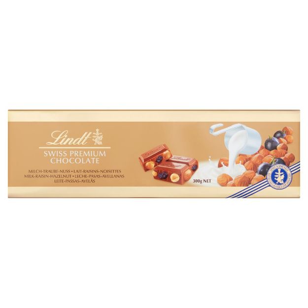 Picture of Lindt Hazelnut & Raisin Gold bar 300g