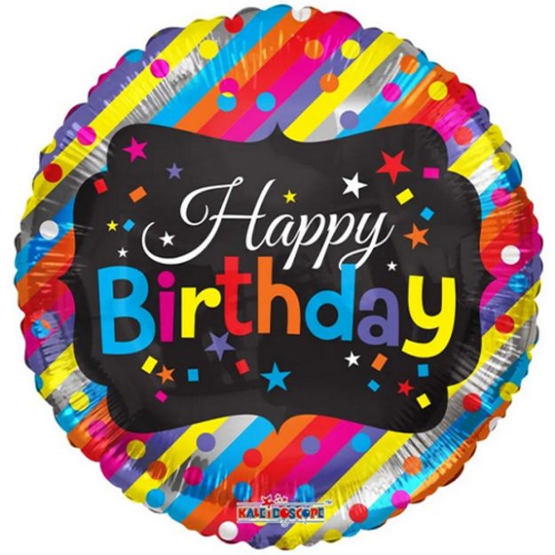 Picture of 18 inch Birthday Marquee Metallic Rainbow Foil Balloon