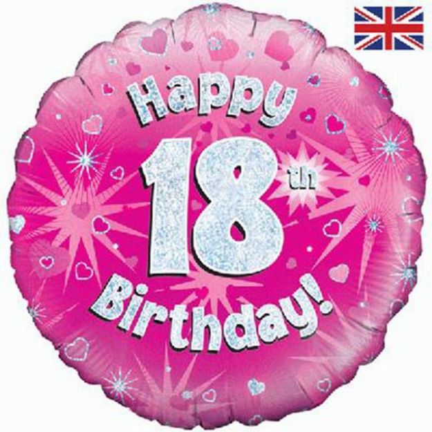 Picture of 18 inch Happy 18th Birthday Pink Foil Balloon