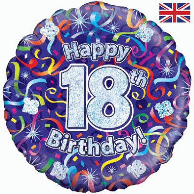 Picture of 18 inch Birthday Streamers 18th Foil Balloon