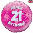 Picture of 18 inch Happy 21st Birthday Pink Foil Balloon