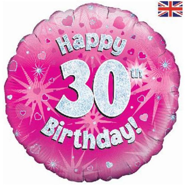 Picture of 18 inch Happy 30th Birthday Pink Foil Balloon