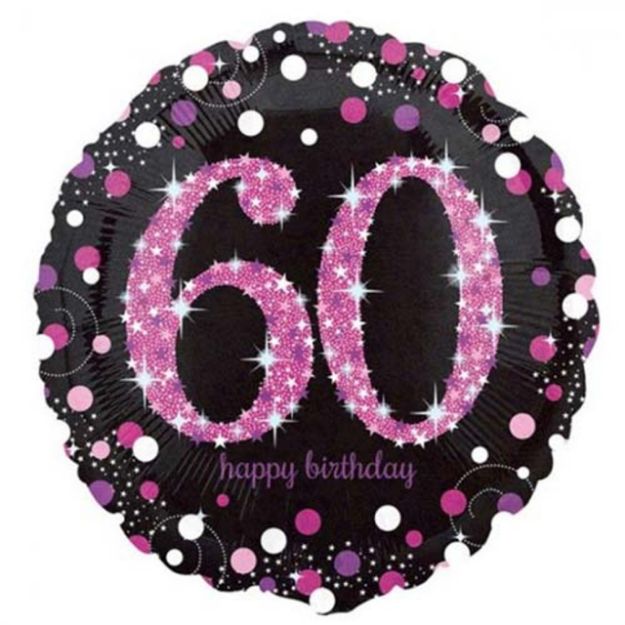 Picture of 18 inch Black & Pink Sparkling 60th Birthday Foil Balloon 