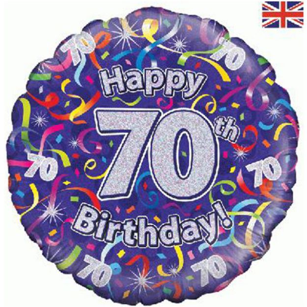 Picture of 18 inch Birthday Streamers 70th Foil Balloon