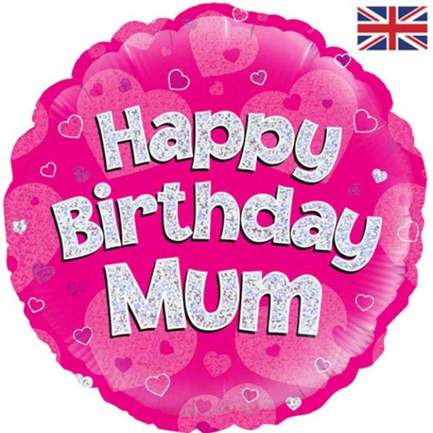 Picture of 18 inch Happy Birthday Mum Round Foil Balloon