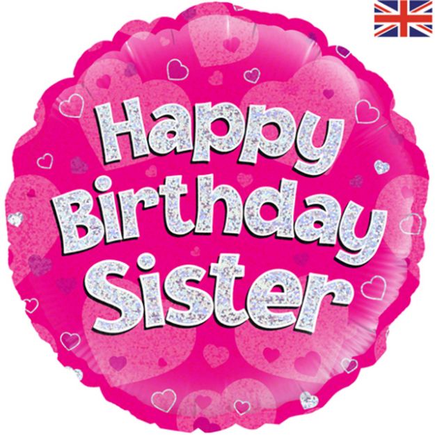 Picture of 18 inch Happy Birthday Sister Round Foil Balloon