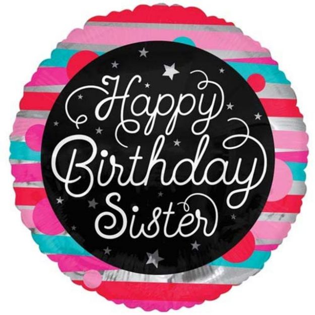 Picture of 18 inch Happy Birthday Sister Stars Foil Balloon
