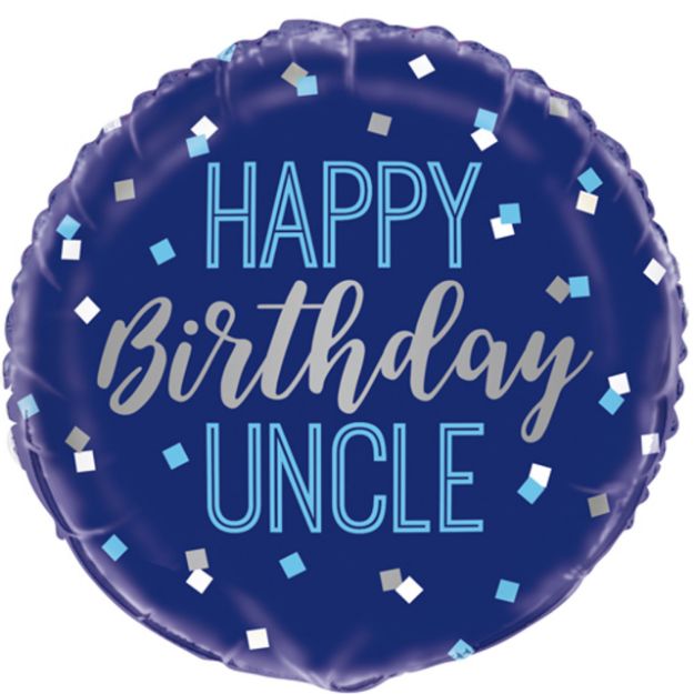 Picture of 18 inch Happy Birthday Uncle Blue Foil Balloon