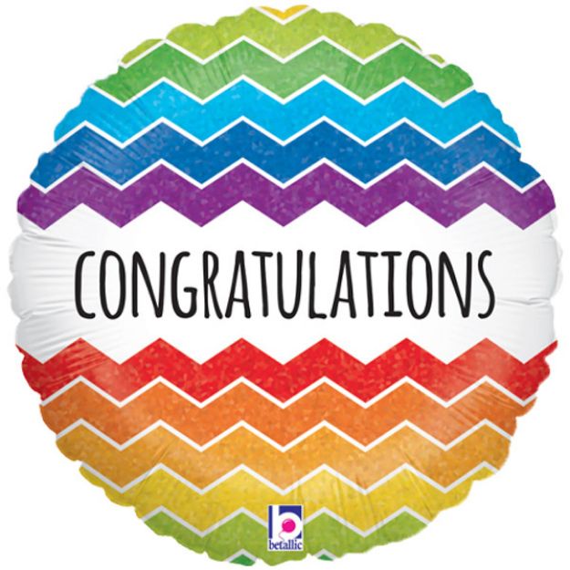 Picture of 18 inch Rainbow Chevron Congratulations Foil Balloon