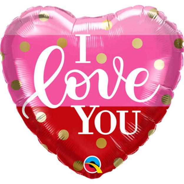 Picture of 18 inch I Love You Gold Dots Foil Balloon