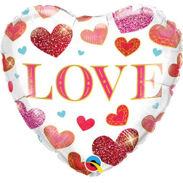 Picture of 18 inch Love Jewel Hearts Foil Balloon