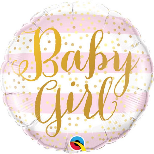 Picture of 18 inch Baby Girl Pink Stripes Foil Balloon
