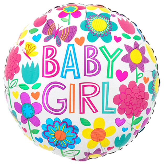 Picture of 18 inch Baby Girl Floral Butterfly Foil Balloon
