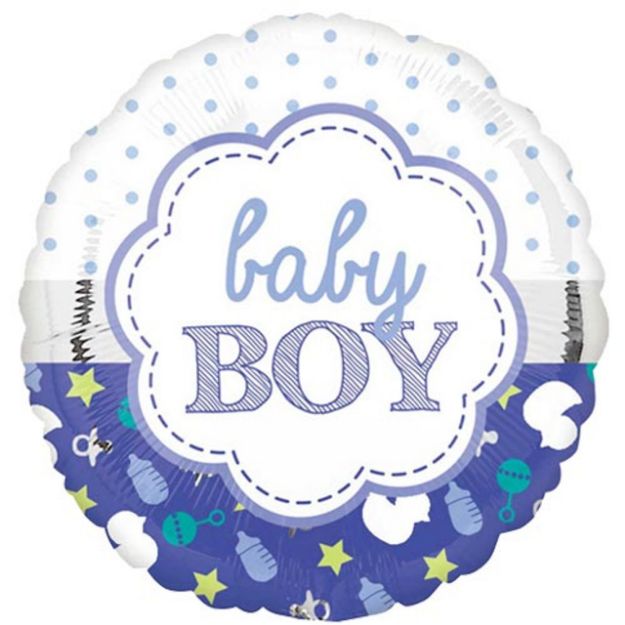 Picture of 18 inch Baby Boy Scallop Foil Balloon