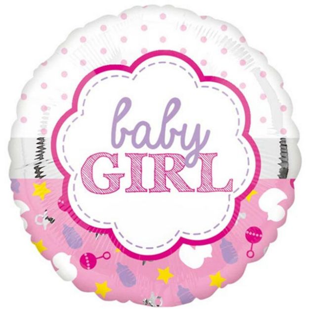 Picture of  18 inch Baby Girl Scallop Foil Balloon 