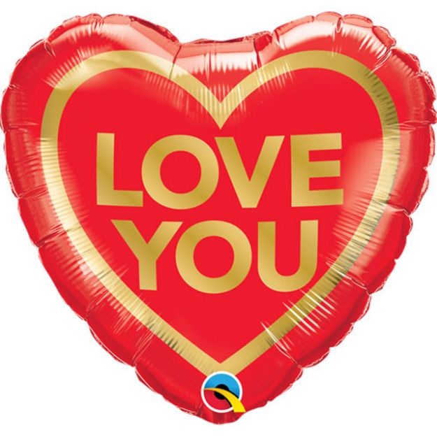 Picture of 18 inch Love You Golden Heart Foil Balloon