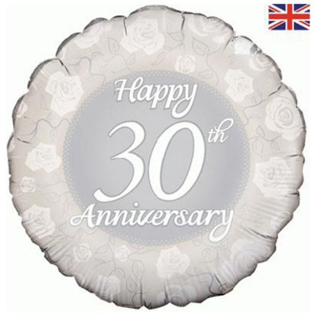 Picture of 18 inch Happy 30th Anniversary Foil Balloon