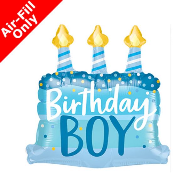 Picture of 14 inch Birthday Boy Blue Cake Foil Balloon