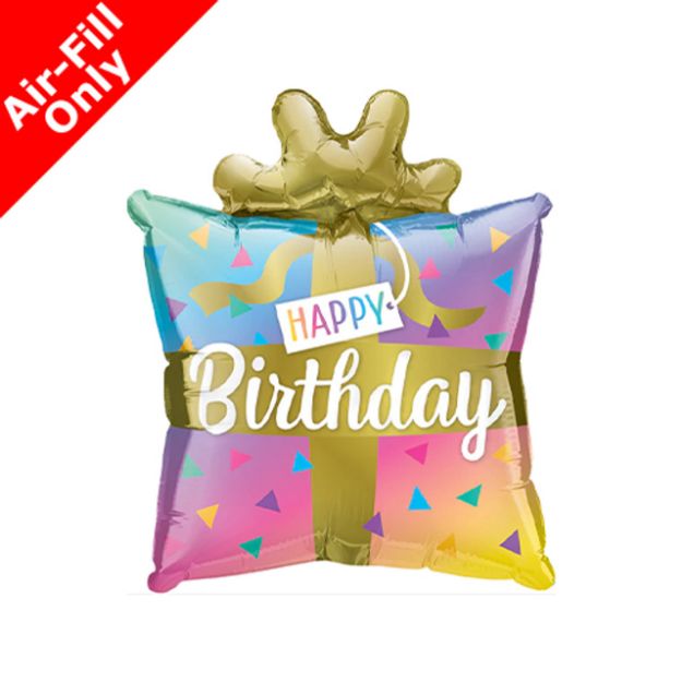 Picture of 14 inch Birthday Ombre Present Foil Balloon