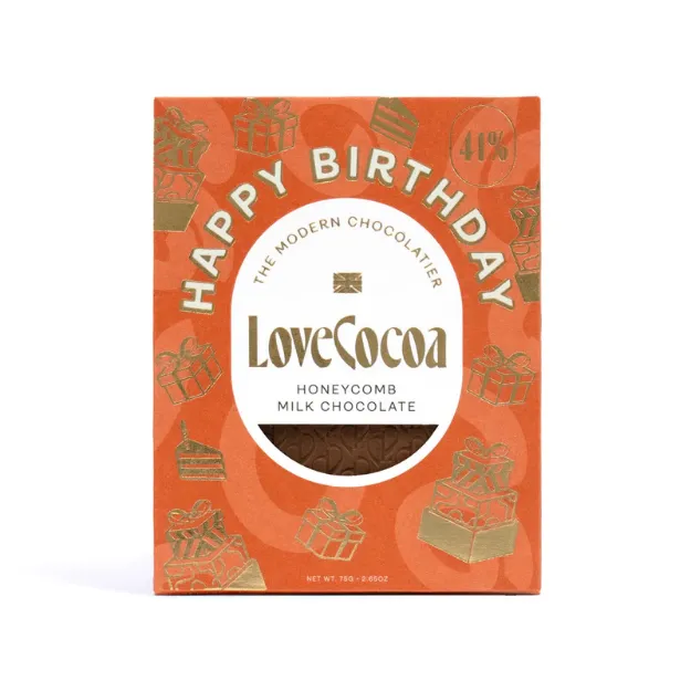 Picture of HAPPY BIRTHDAY HONEYCOMB MILK CHOCOLATE BAR