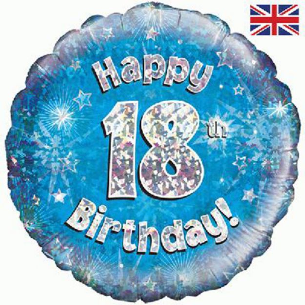 Picture of 18 inch Happy 18th Birthday Blue Foil Balloon