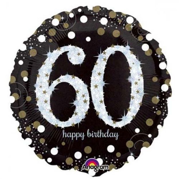 Picture of 18 inch Black & Gold Sparkling 60th Birthday Foil Balloon (1)