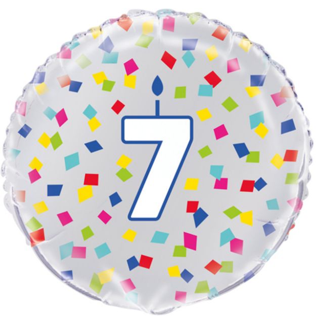 Picture of 18 inch 7th Birthday Confetti Cheer Foil Balloon 
