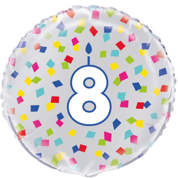 Picture of 18 inch 8th Birthday Confetti Cheer Foil Balloon 