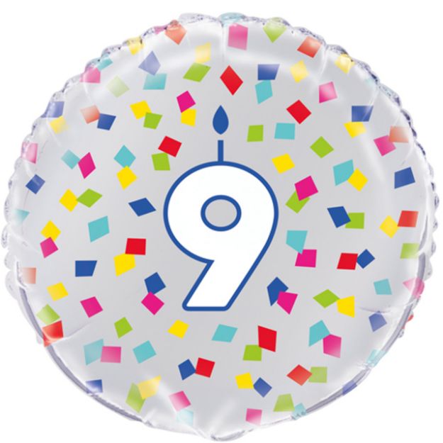 Picture of 18 inch 9th Birthday Confetti Cheer Foil Balloon 