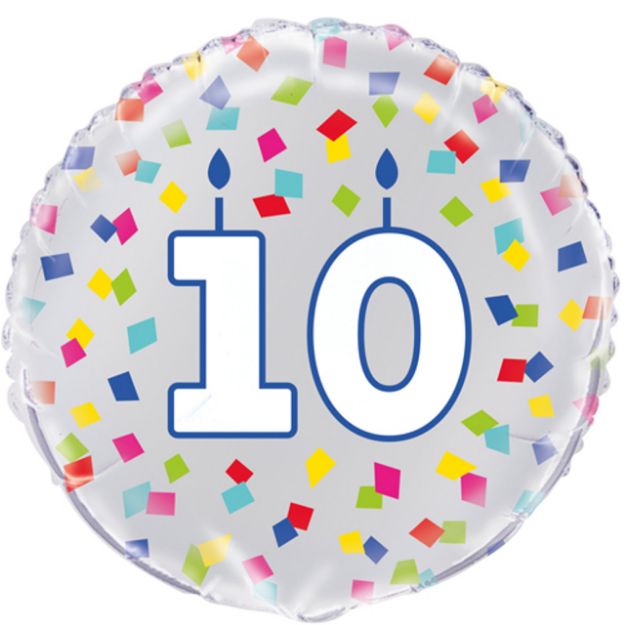 Picture of 18 inch 10th Birthday Confetti Cheer Foil Balloon 