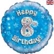 Picture of 18 inch Happy 8th Birthday Blue Foil Balloon 