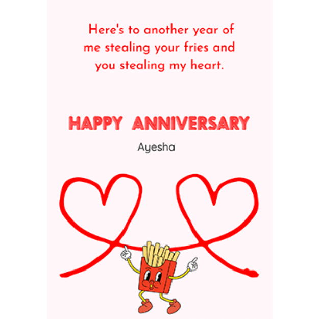 Picture of French Fries and Hearts Anniversary Card