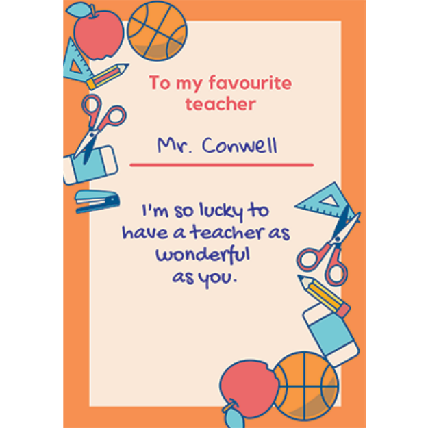 Picture of Thank You Teacher  personalised Card